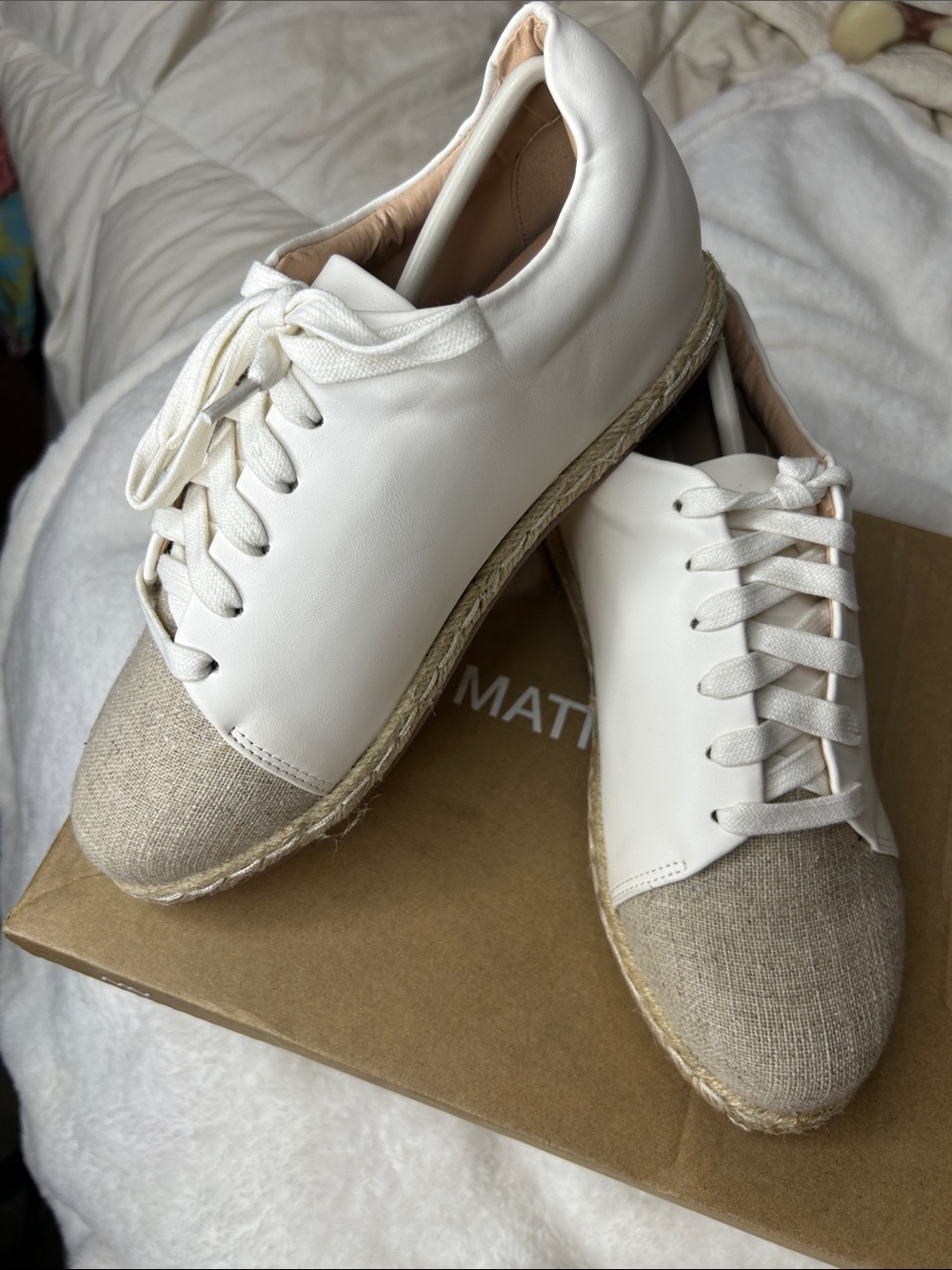 Matt & Nat White Espadrille Sneaker with Beige Toe